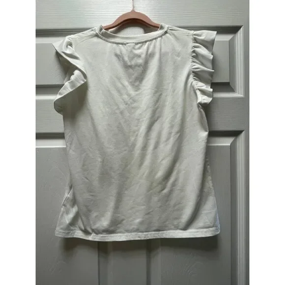 White Ruffle Sleeve Tee - Picture 2 of 4